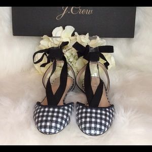 J. Crew Gingham Sequin Ballerina Flats